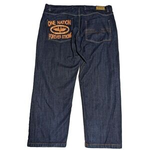 EVOLUTION IN DESIGN Men 48X33 ONE NATION FOREVER STRONG Denim Jeans